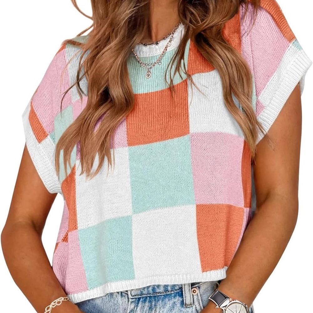 Colorful Checkered Women's Sweater